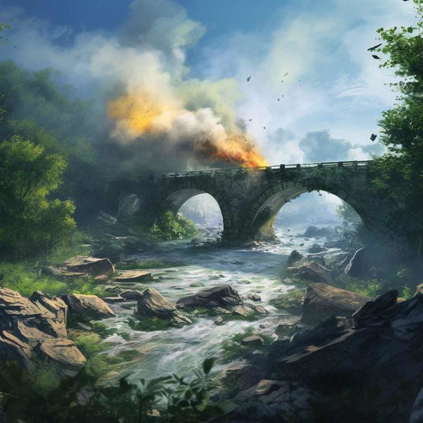 Fichier:Pont de Sarlant en feu.jpeg